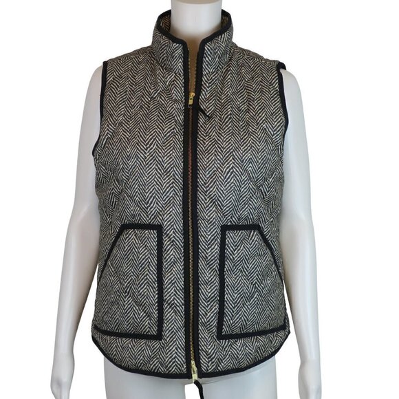 J.Crew Excursion Printed Quilted Puffer Full Zip Herringbone Vest - Picture 3 of 8